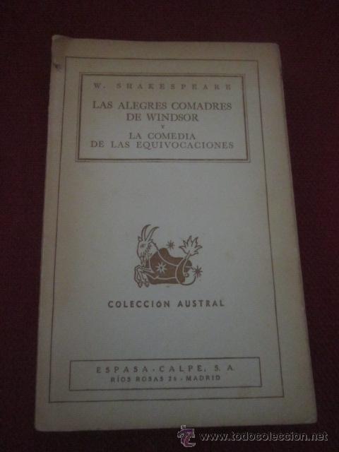 Libros de segunda mano: I LAS ALEGRES COMADRES DE WINDSOR. LA COMEDIA DE LAS EQUIVOCACIONES. SHAKESPEARE. 1944. - Foto 1