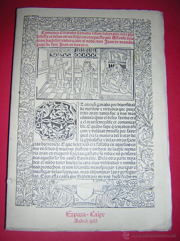 Libros de segunda mano: 1983 - ALFONSO DE LA TORRE - VISION DELEITABLE DE LA FILOSOFIA - FACSIMIL DEL INCUNABLE DE 1489 - Foto 1