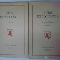 Libros de segunda mano: FURS DE VALÈNCIA. ED. BARCINO 1974. 2 VOLUMENES. CLASICO MEDIEVAL.. Lote 44030225