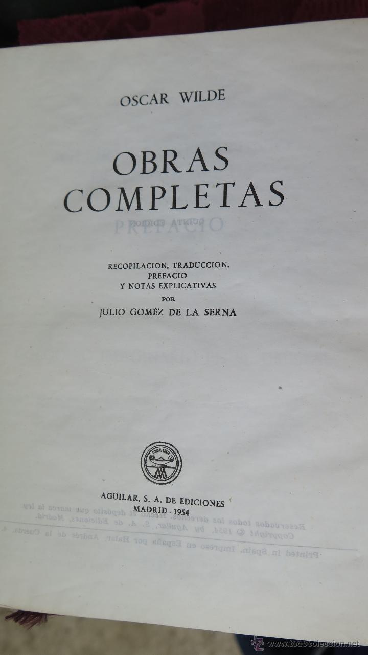 Libros de segunda mano: 1954.- OBRAS COMPLETAS. OSCAR WILDE. AGUILAR - Foto 2