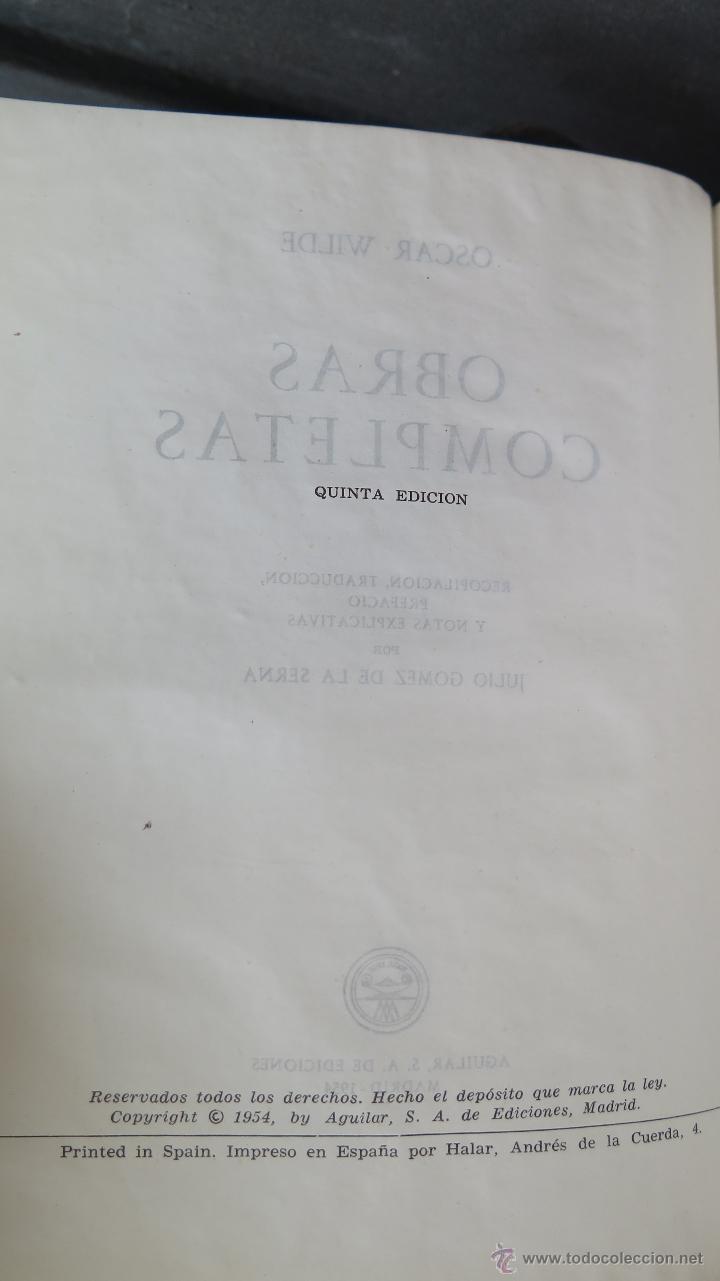 Libros de segunda mano: 1954.- OBRAS COMPLETAS. OSCAR WILDE. AGUILAR - Foto 3