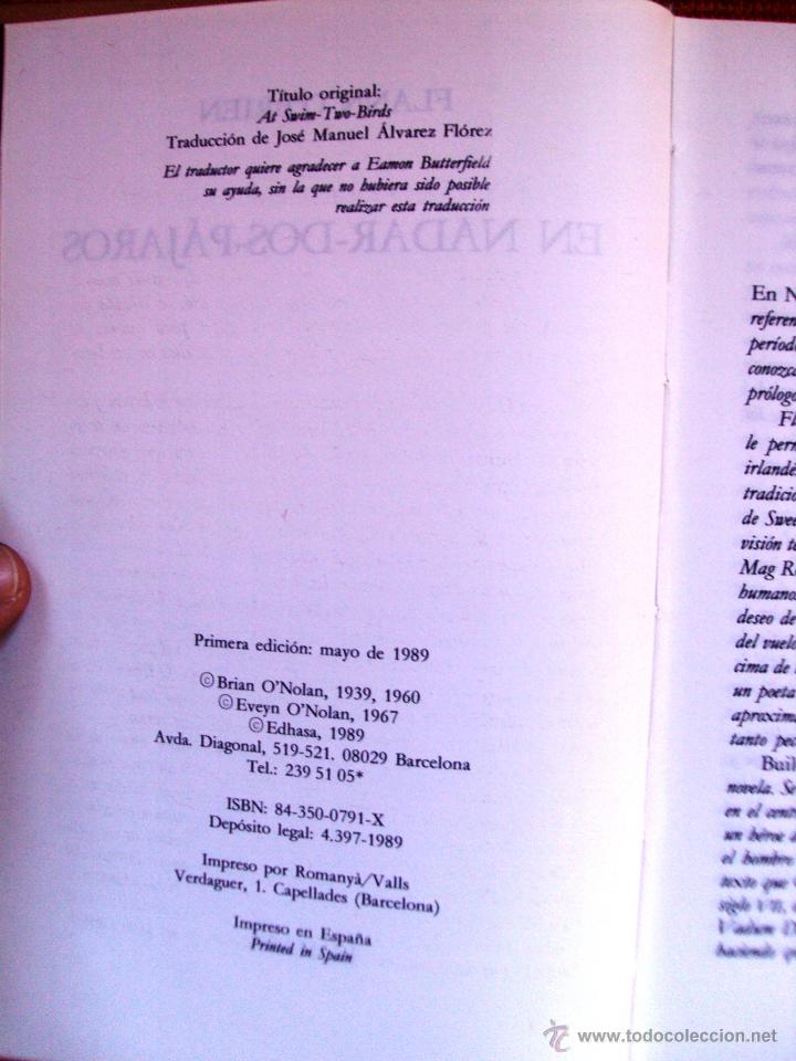 Libros de segunda mano: O&acute;BRIEN, FLANN: EN NADAR-DOS-P&Aacute;JAROS (EDHASA) - Foto 2