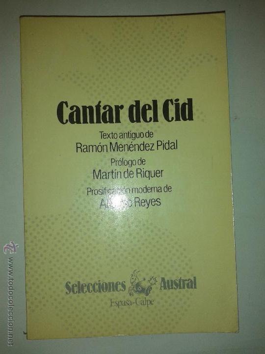 Libros de segunda mano: CANTAR DEL CID  1985  AN&Oacute;NIMO  7  &ordm; ED.   SELECCIONES  AUSTRAL 12 - Foto 1