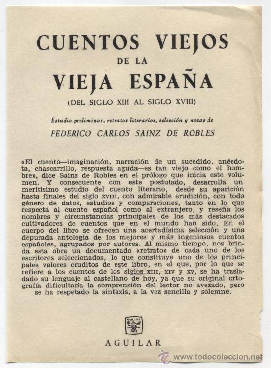 Cuentos Viejos De La Vieja Espana Del Siglo Xi Comprar Libros Clasicos En Todocoleccion