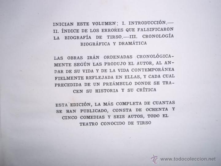 Libros de segunda mano: tirso de molina obras dramaticas en 3 tomos editorial aguilar.1946 - Foto 4