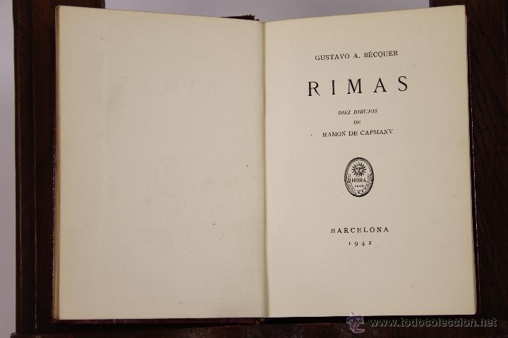 Libros de segunda mano: 5826 - RIMAS. A. B&Eacute;CQUER. TIP. MONTANER Y SIM&Oacute;N. EJEM. N&ordm; 1. 1942. - Foto 1
