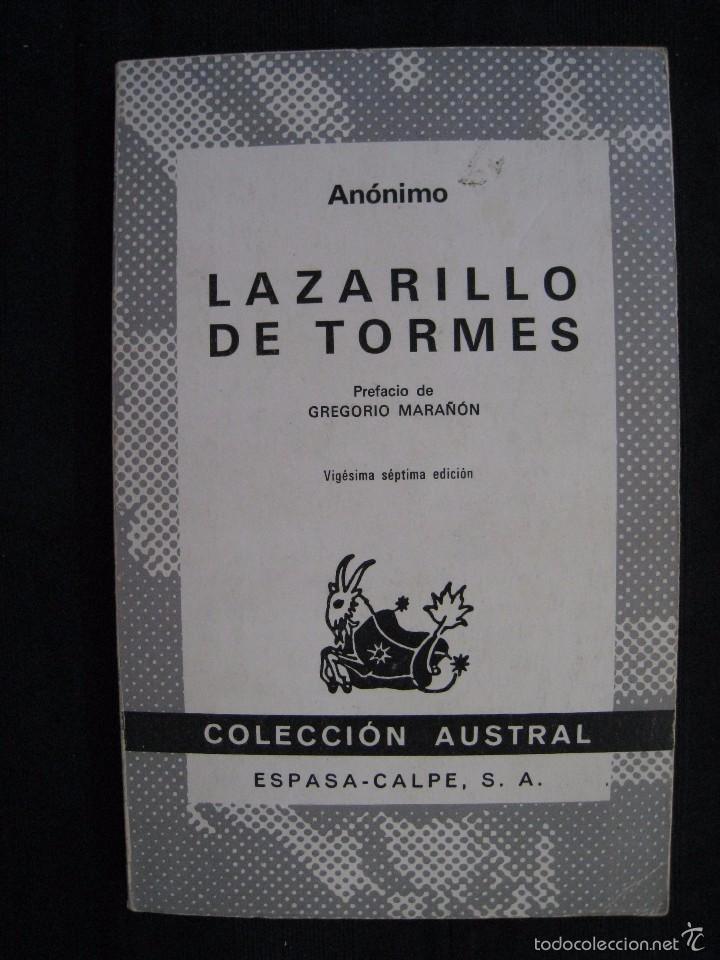 Libros de segunda mano: LAZARILLO DE TORMES - ANONIMO - PREFACIO DE GREGORIO MARA&Ntilde;ON - EDICIONES ESPASA-CALPE. - Foto 1