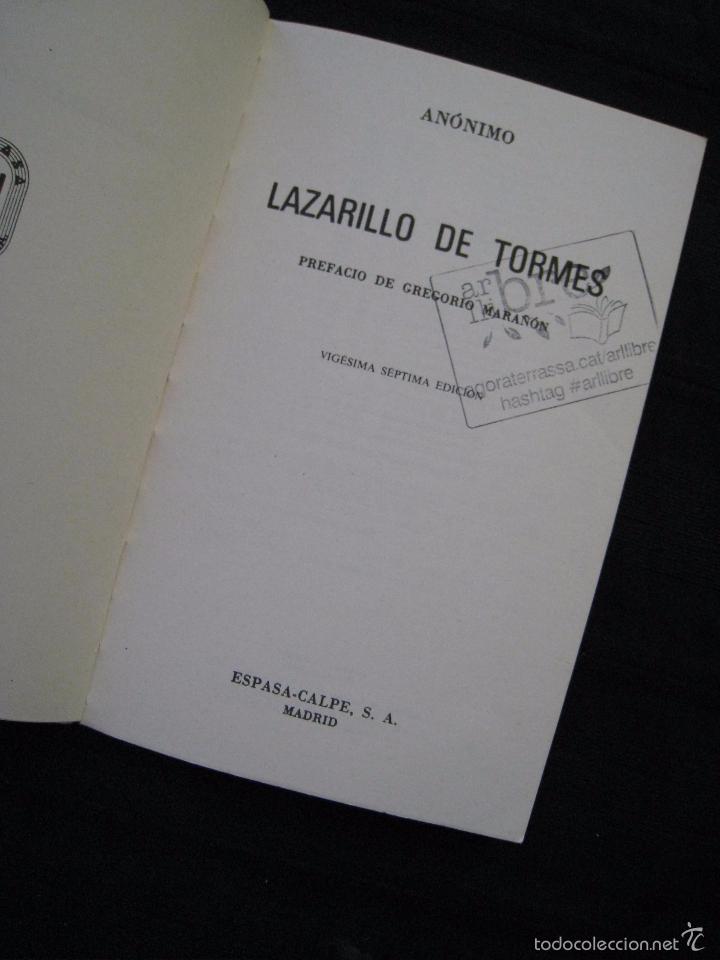 Libros de segunda mano: LAZARILLO DE TORMES - ANONIMO - PREFACIO DE GREGORIO MARA&Ntilde;ON - EDICIONES ESPASA-CALPE. - Foto 4