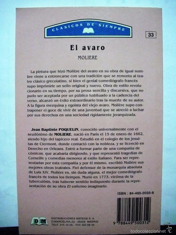 Libros de segunda mano: EL AVARO, DE MOLI&Egrave;RE. M.E. EDITORES,1994. CON ESTUDIO PRELIMINAR. &iexcl;NUEVO! - Foto 2
