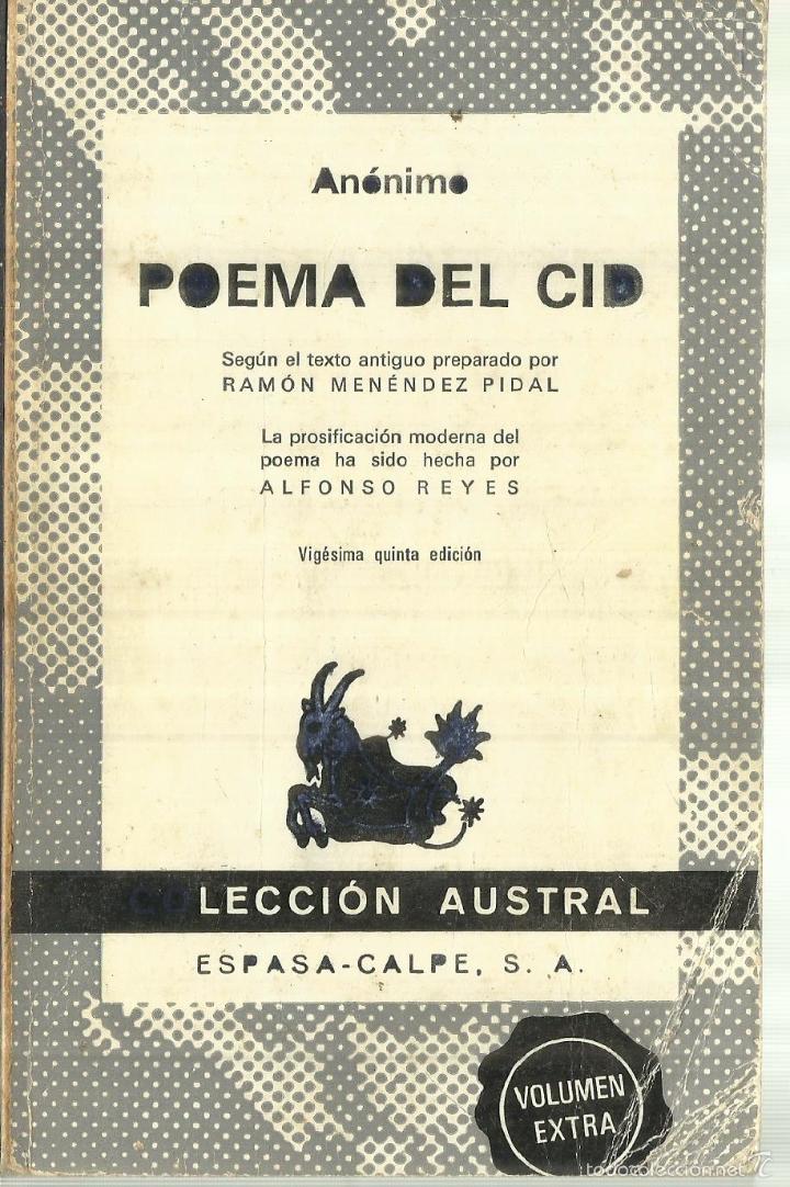 Libros de segunda mano: POEMA DEL MIO CID. AN&Oacute;NIMO. ESPASA-CALPE. MADRID. 1975 - Foto 1