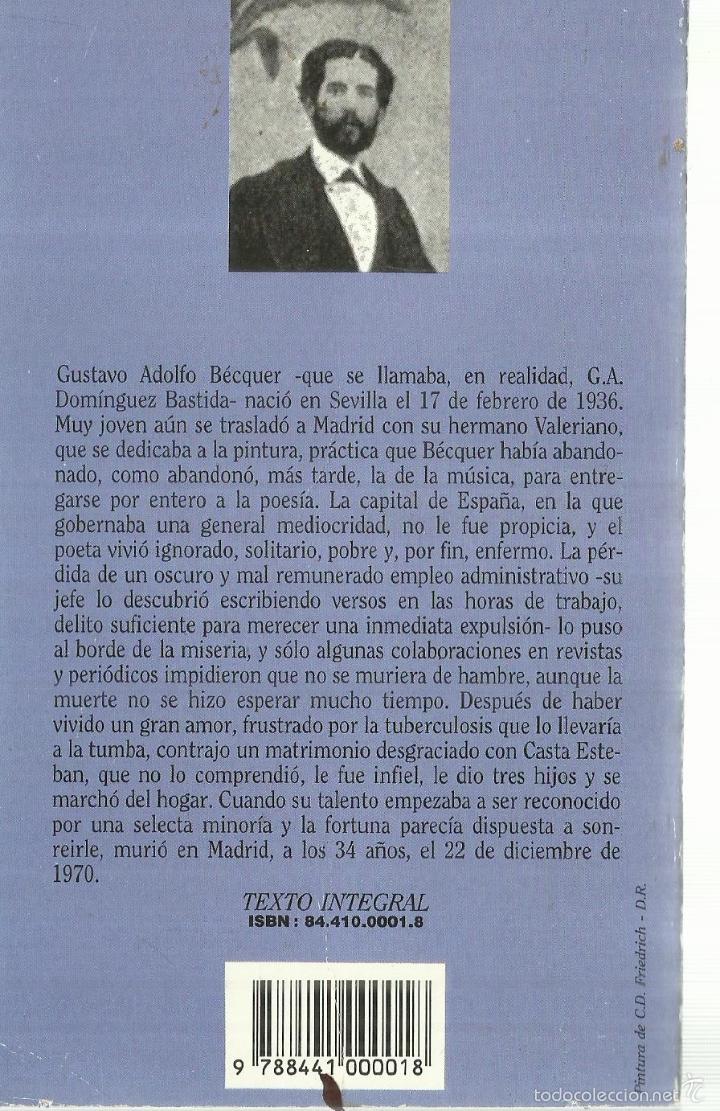Libros de segunda mano: RIMAS. GUSTAVO ADOLFO BECQUER. EDITORIAL PML. BARCELONA. 1994 - Foto 2