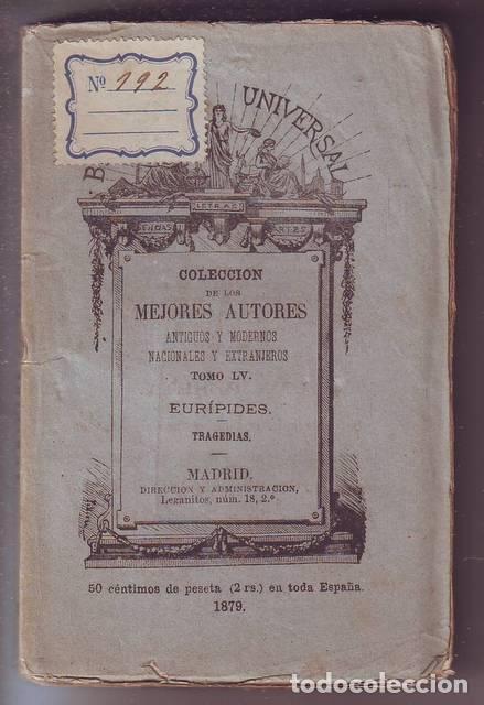 Libros de segunda mano: EURIPIDES: TRAGEDIAS. Biblioteca Universal n&ordm; 55. 1879 - Foto 1