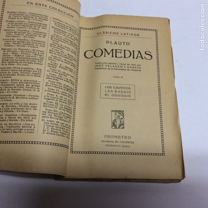 Libros de segunda mano: COMEDIAS. LOS CAUTIVOS LAS BAQUIS EL GORGOJO / PLAUTO - Foto 2