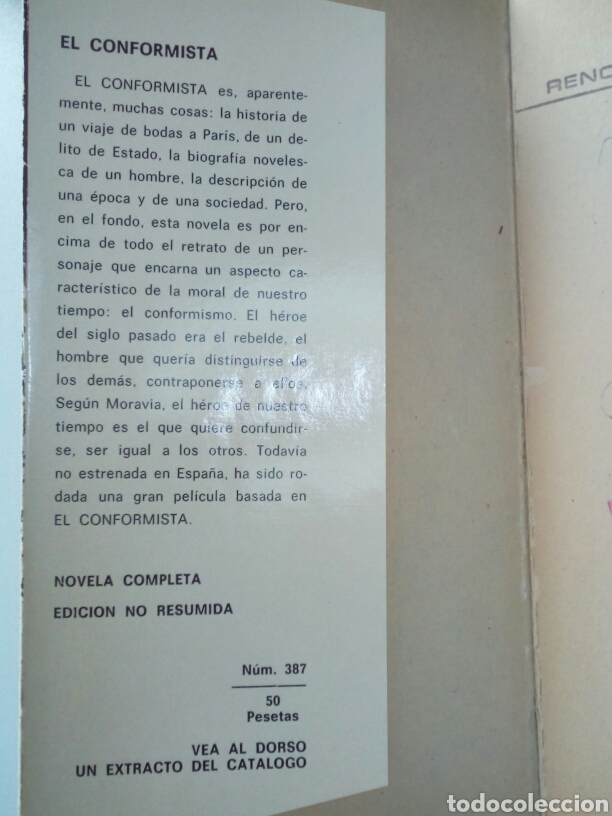 Libros de segunda mano: A&ntilde;o 1972. Libro, EL COFORMISTA. Alberto Moravia. - Foto 3