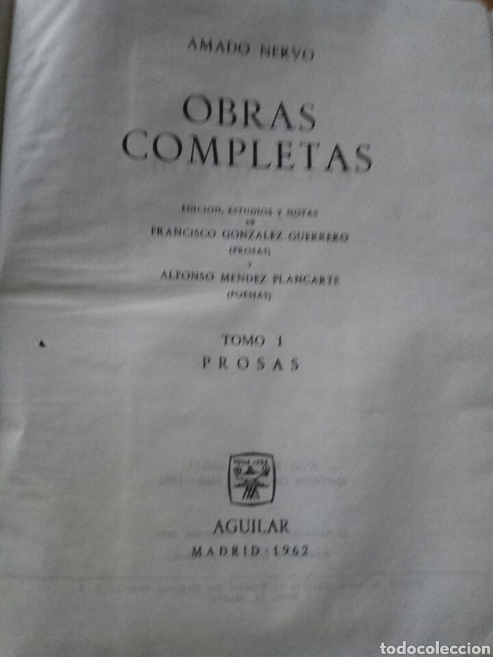 Libros de segunda mano: Amado Nervo Obras Completas Tomo I 1962 - Foto 4