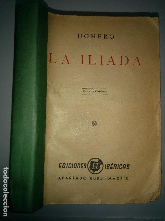 Libros de segunda mano: LA ILIADA 19?? HOMERO  5&ordf; EDICI&Oacute;N IB&Eacute;RICAS - Foto 1