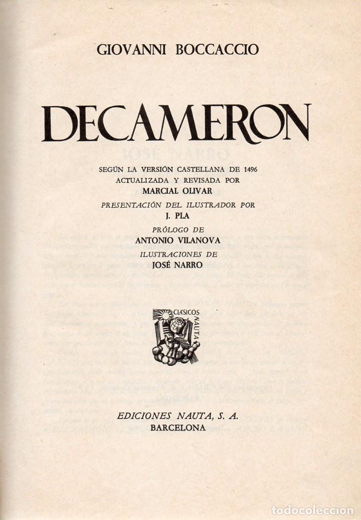 Libros de segunda mano: GIOVANNI BOCCACCIO. DECAMERON. Ediciones Nauta 1967. - Foto 2