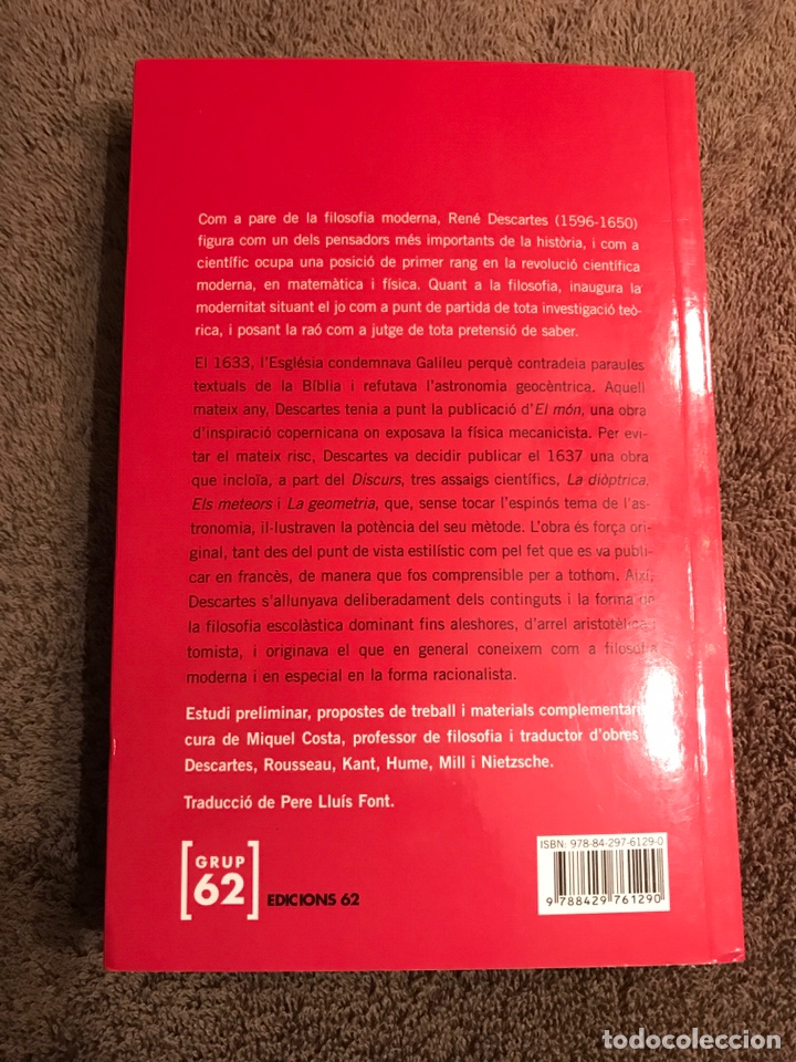 Libros de segunda mano: Libro. DISCURS DEL METODE,por Rene Descartes (a.2008) - Foto 2