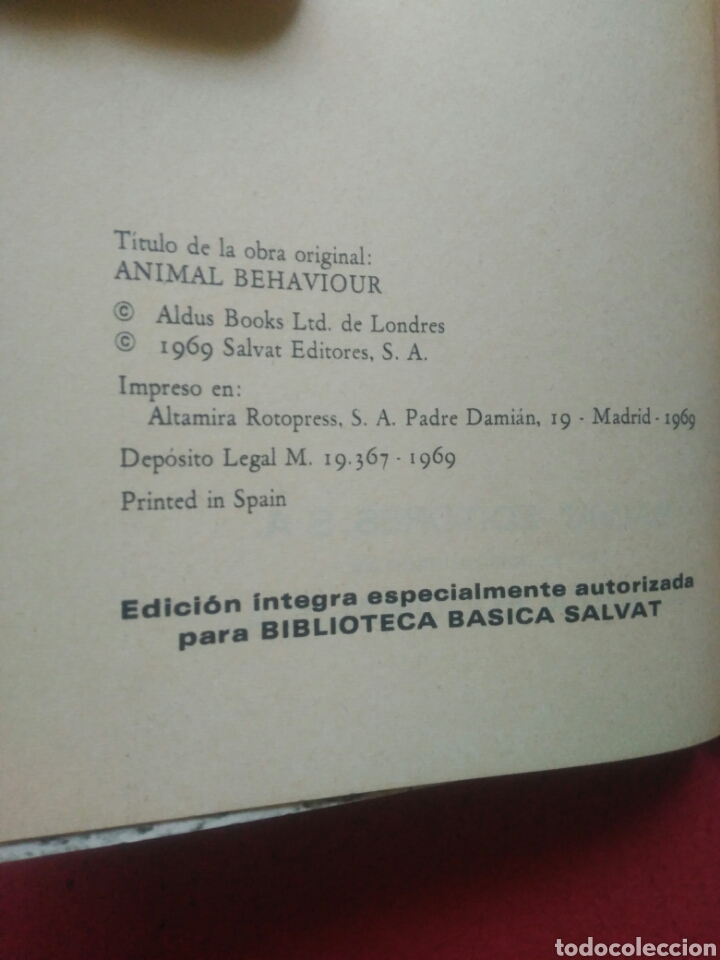 Libros de segunda mano: La conducta de los animales .JD Carthy. Salvat - Foto 2