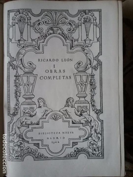 Libros de segunda mano: Obras completas I, de Ricardo Le&oacute;n. Biblioteca Nueva, 1944. - Foto 2
