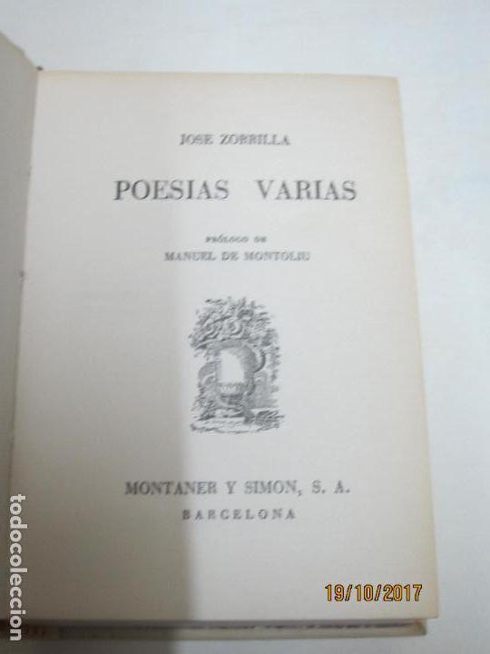 Libros de segunda mano: ZORRILLA, JOS&Eacute;,  POESIAS VARIAS, - Foto 2