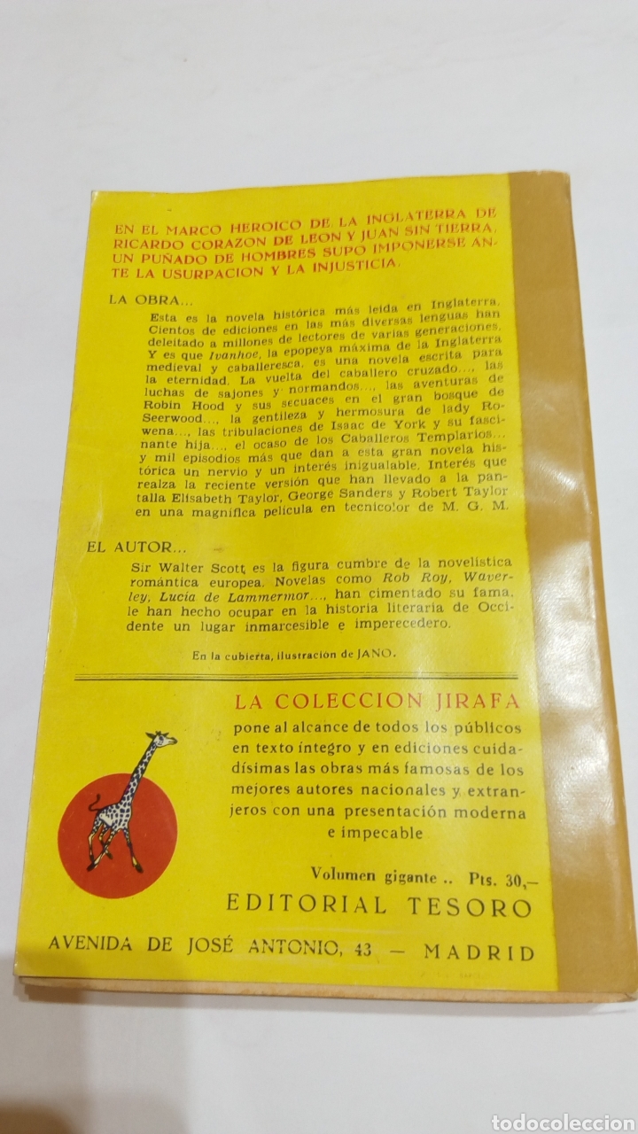 Libros de segunda mano: Libro Ivanhoe. Walter Scott. La jirafa. Editorial Tesoro. 1&deg;edici&oacute;n 1952 - Foto 2