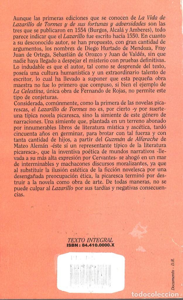 Libros de segunda mano: Lazarillo de Tormes. An&oacute;nimo. 1994 - Foto 2