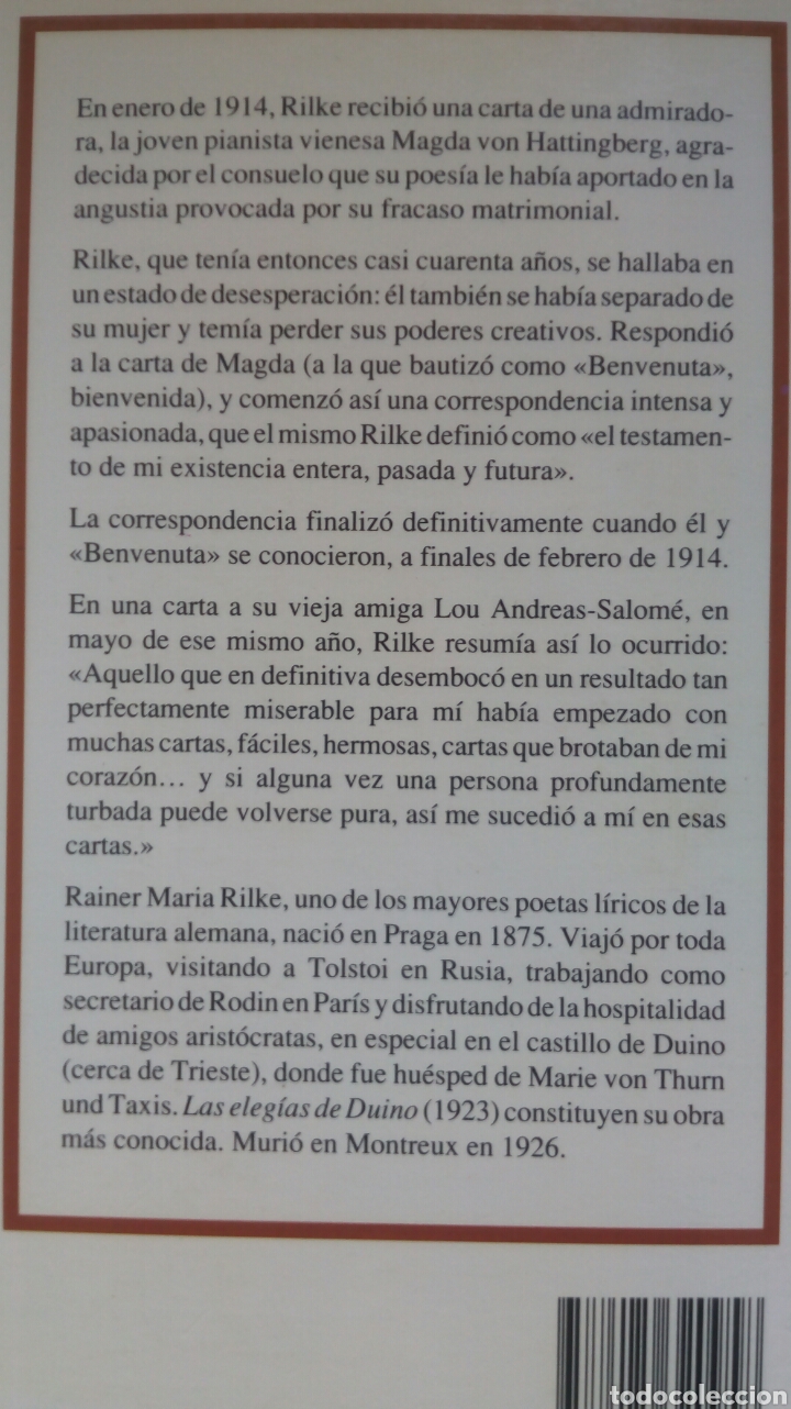 Libros de segunda mano: Cartas a Benvenuta. Rainer M. Rilke. - Foto 2