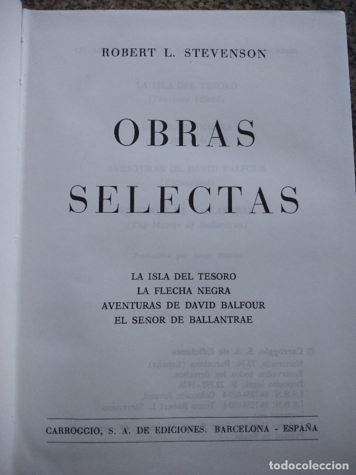 Libros de segunda mano: OBRAS SELECTAS -- ROBERT L. STEVENSON -- CARROGGIO EDICIONES 1972 -- - Foto 2