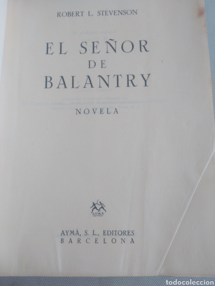 Libros de segunda mano: El Se&ntilde;or de balantry, Robert L Stevenson. Editorial ayma - Foto 1