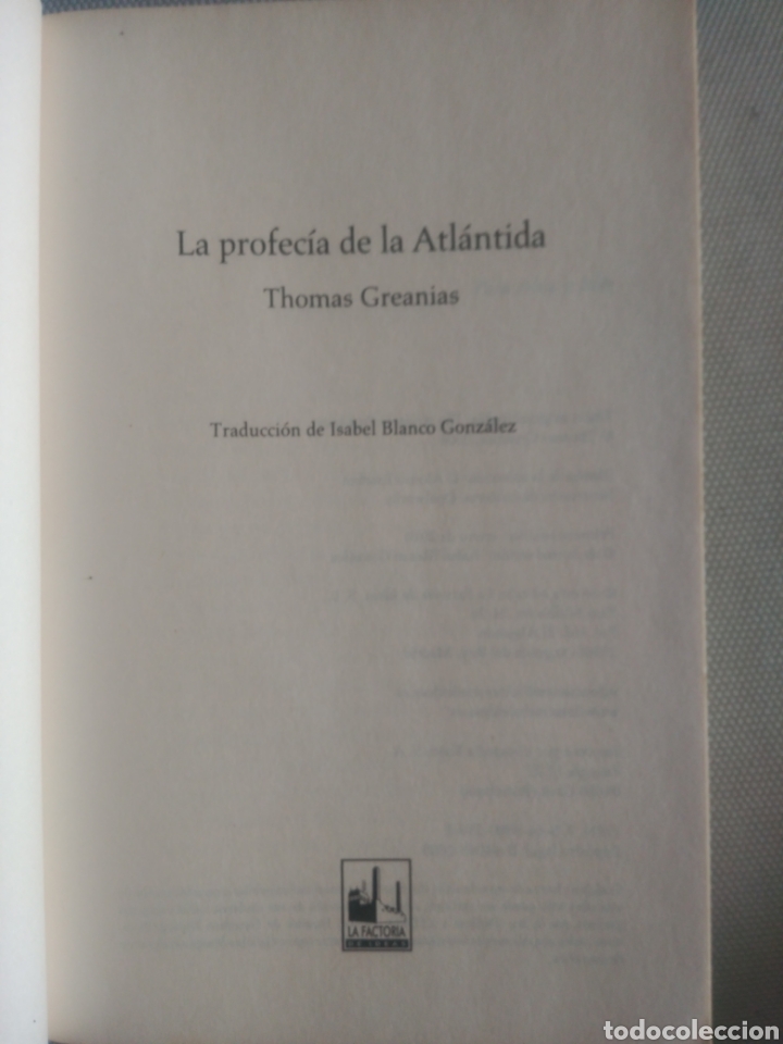 Libros de segunda mano: La profec&iacute;a de la Atl&aacute;ntida. Thomas Greanias - Foto 3