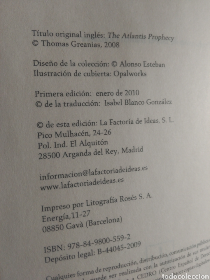 Libros de segunda mano: La profec&iacute;a de la Atl&aacute;ntida. Thomas Greanias - Foto 4