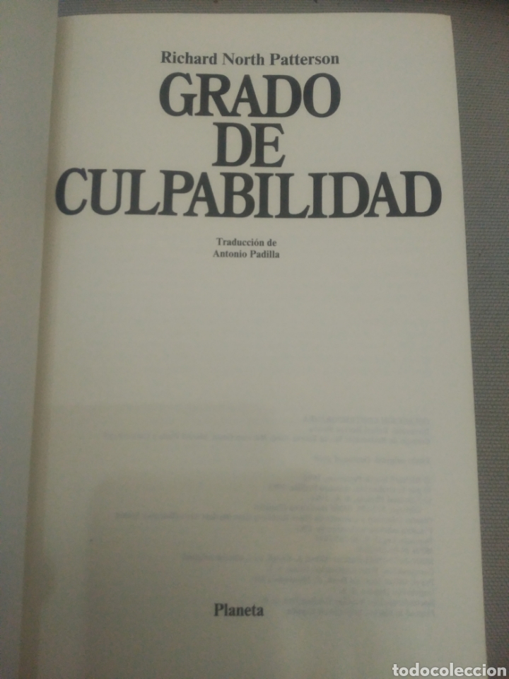 Libros de segunda mano: Grado de culpabilidad .Richard North Patterson - Foto 3