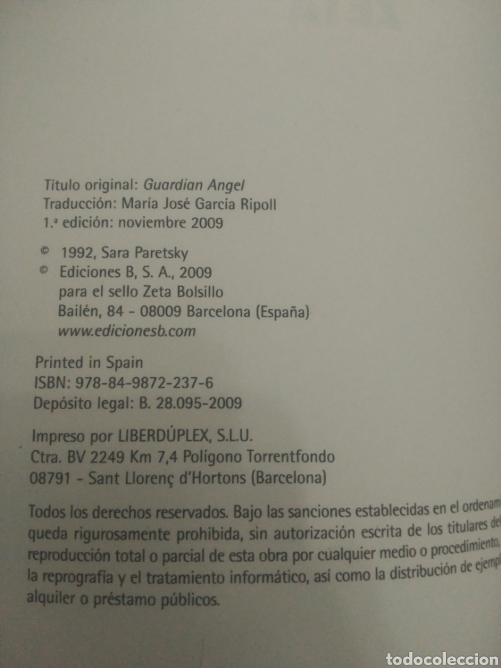 Libros de segunda mano: Angel guardian ,Sara Paretsky .Editorial Z - Foto 4