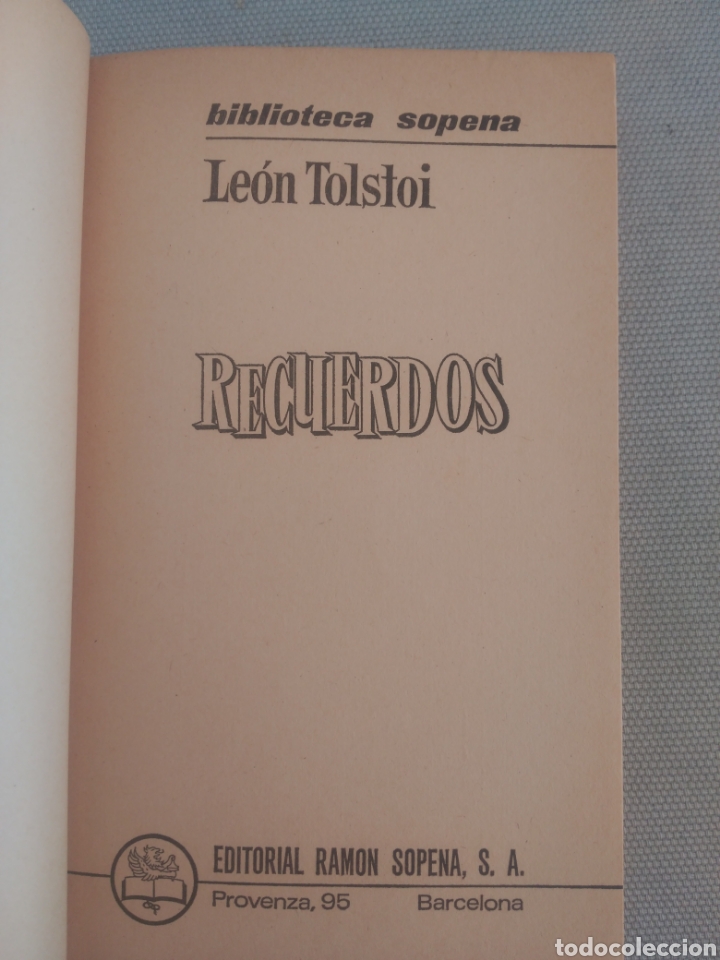 Libros de segunda mano: Recuerdos, Le&oacute;n Tolstoi .Editorial Ram&oacute;n Sopena - Foto 3