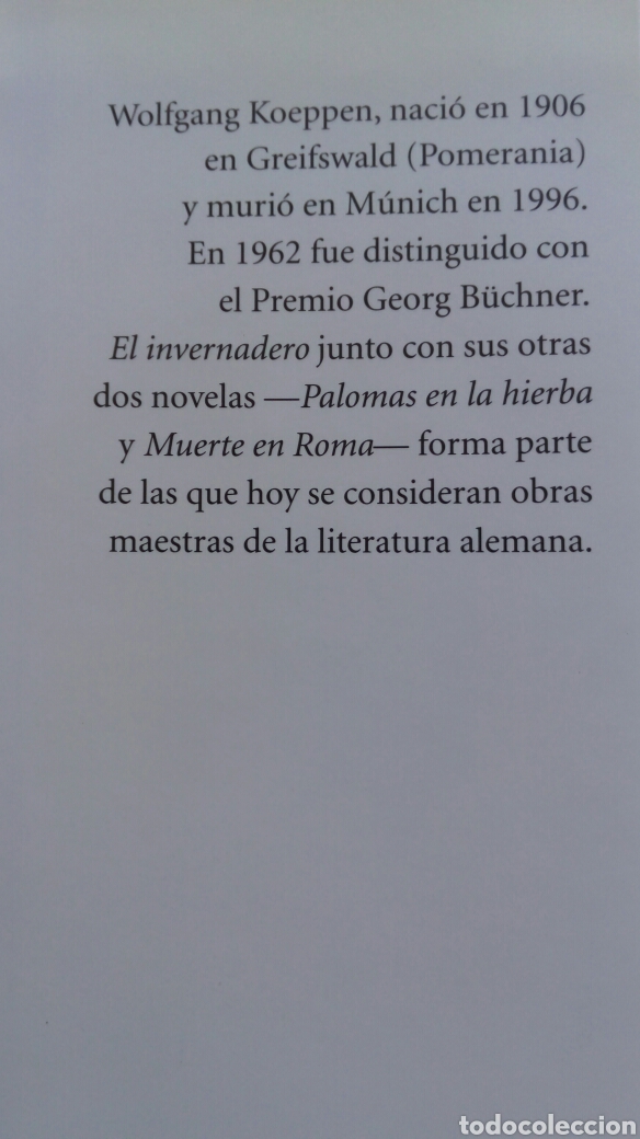 Libros de segunda mano: El invernadero. Wolfgang Koeppen. - Foto 3