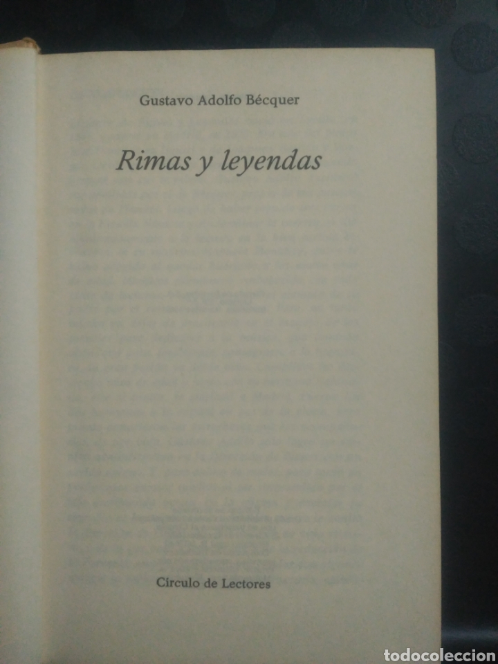 Libros de segunda mano: Rimas y leyendas ,Gustavo Adolfo B&eacute;cquer ,c&iacute;rculo de lectores - Foto 1
