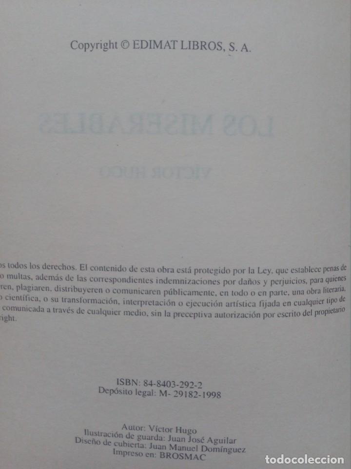 Libros de segunda mano: Los Miserables - Victor Hugo - Edimat - 1998 - Foto 3