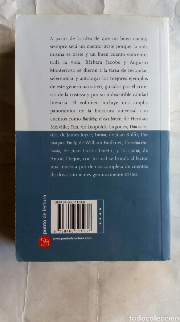 Libros de segunda mano: Antolog&iacute;a del cuento triste. Augusto Monterroso y B&aacute;rbara Jacobs. - Foto 2