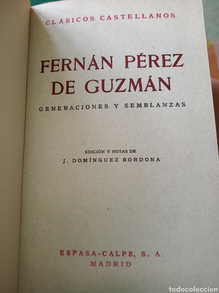 Libros de segunda mano: Generaciones y semblanzas. Fern&aacute;n P&eacute;rez de Guzm&aacute;n. - Foto 5
