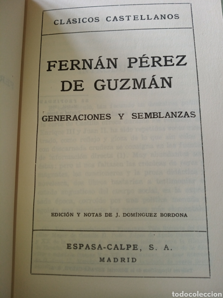 Libros de segunda mano: Generaciones y semblanzas. Fern&aacute;n P&eacute;rez de Guzm&aacute;n. - Foto 6