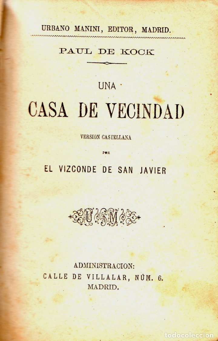 Libros de segunda mano: PAUL DE KOCK. UNA CASA DE VECINDAD. Circa 1880 - Foto 1