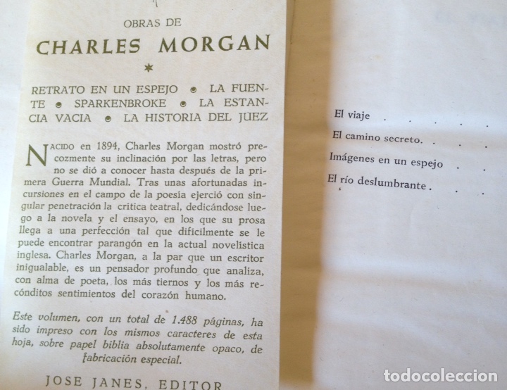 Libros de segunda mano: Charles Morgan Colecci&oacute;n Maestros de hoy Jan&eacute;s Editor - Foto 2