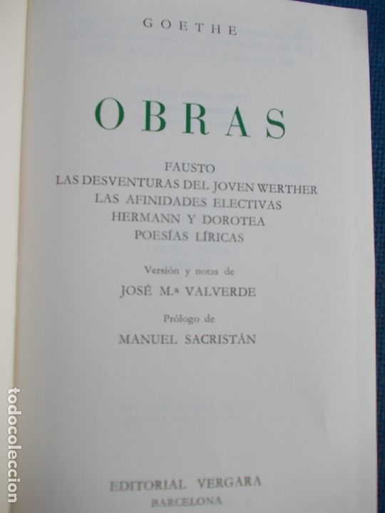 Libros de segunda mano: GOETHE  OBRAS 1969 - Foto 3