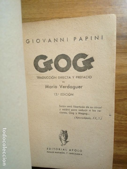 Libros de segunda mano: Gog - Papini, Giovanni - Foto 2