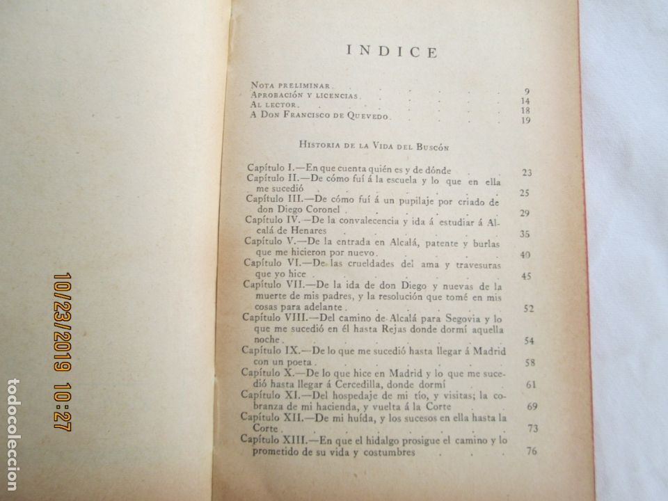 Libros de segunda mano: QUEVEDO - VIDA DEL BUSC&Oacute;N - BIBLIOTECA ZIG-ZAG 1945. - Foto 3