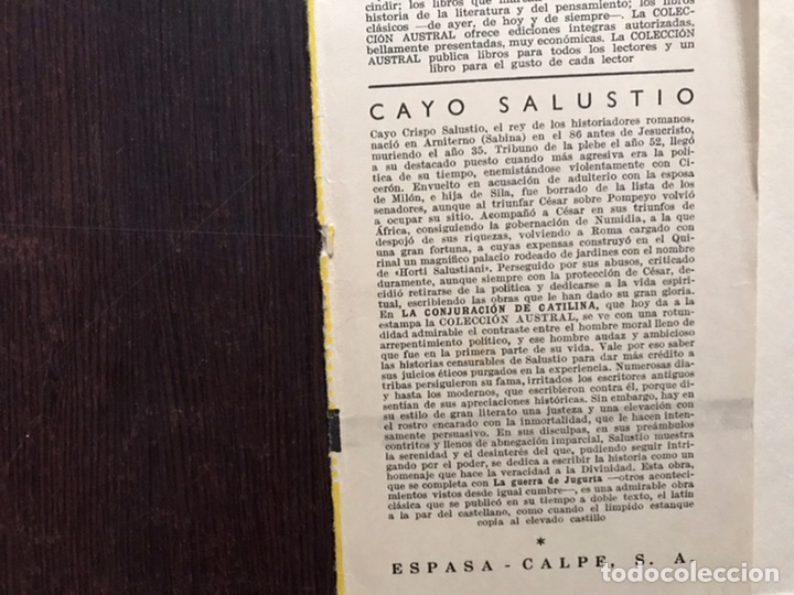 Libros de segunda mano: La conjuraci&oacute;n de Catilina. Cayo Salustio. Austral - Foto 2