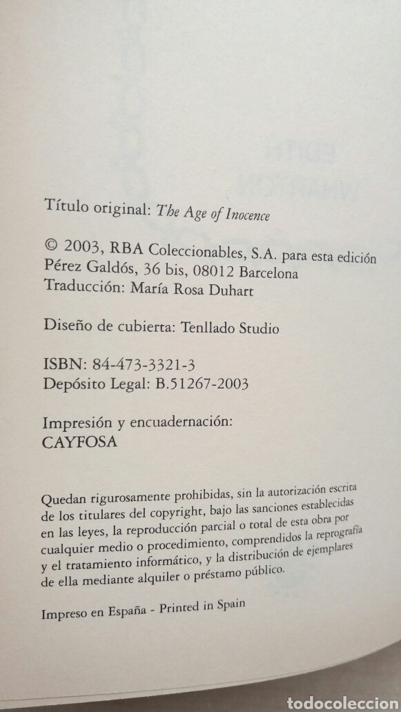 Libros de segunda mano: La edad de la inocencia. Edith Wharton. RBA Editores, 2003. - Foto 6