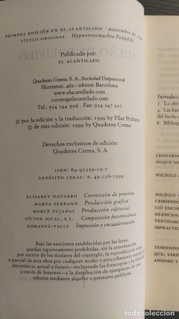 Libros de segunda mano: Sue&ntilde;o de Pol&iacute;filo FRANCISCO COLONNA Acantilado - Foto 5