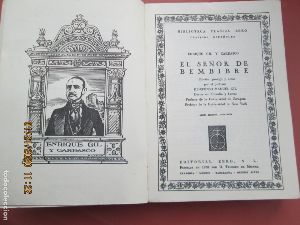 Libros de segunda mano: EL SE&Ntilde;OR DE BEMBIBRE - E. GIL Y CARRASCO - CL&Aacute;SICOS EBRO - 196... - Foto 2